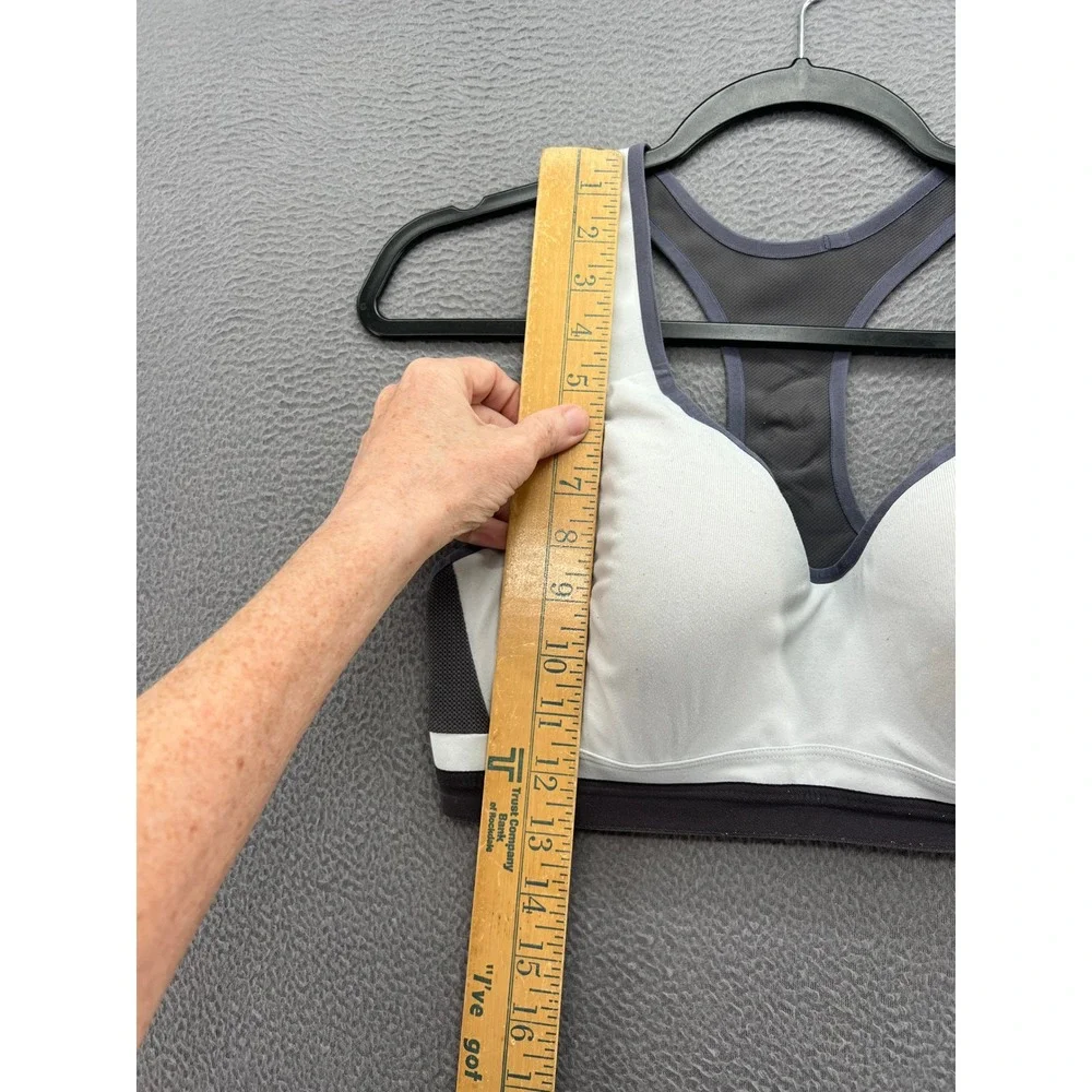 Victoria Secret VSX Sport Bra Gray White Black Racerback High Impact Support